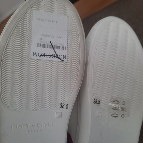 KURT GEIGER LANE sneakers in WHITE LEATHER with RAINBOW HEART size 8 - Picture 10 of 10